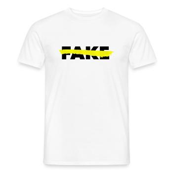 NO FAKE - Männer T-Shirt - Weiß - Vorne - AI Model Male 178 dark (178cm)