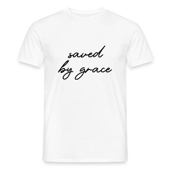 saved by grace - Männer T-Shirt - Weiß - Vorne - AI Model Male 178 dark (178cm)
