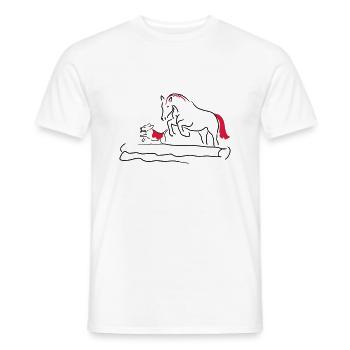 Springpferd mit Hund - Männer T-Shirt - Weiß - Vorne - AI Model Male 178 dark (178cm)