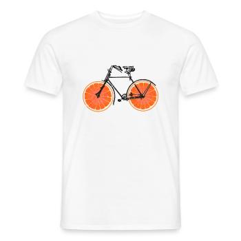 Funny bicycle T-shirt with fruits oranges - Men's T-Shirt - white - Front - AI Model Male 178 dark (178cm)