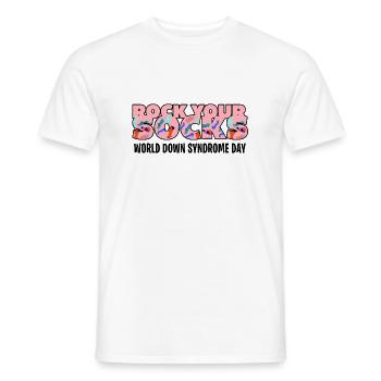 Basculez vers le bas syndrome de chaussettes - T-shirt homme - blanc - Devant - AI Model Male 178 dark (178cm)