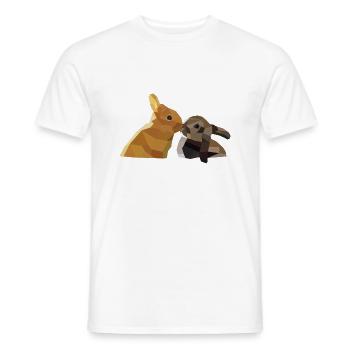 Lapins de pâques lapins polygone lapins cadeau amour - T-shirt homme - blanc - Devant - AI Model Male 178 dark (178cm)