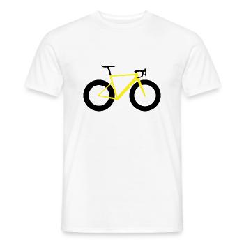 Vélo de course jaune - T-shirt homme - blanc - Devant - AI Model Male 178 dark (178cm)
