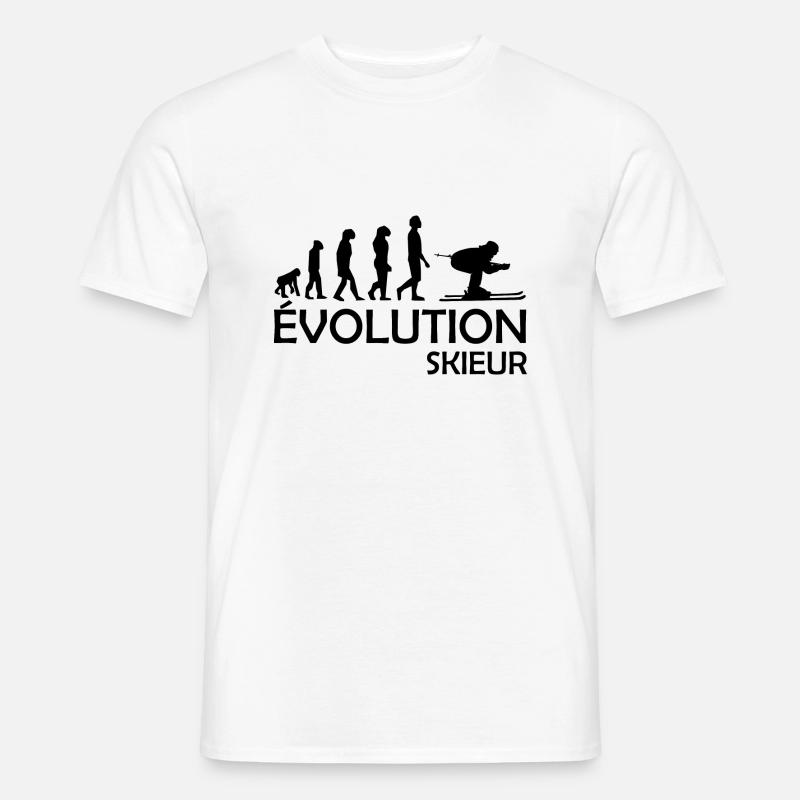 évolution skieur- évolution ski - humour skieur - T-shirt homme - blanc