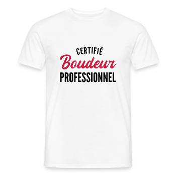 humour boudeur / certifié boudeur professionnel - T-shirt homme - blanc - Devant - AI Model Male 178 dark (178cm)