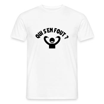 Qui s'en fou ? Humour drôle lol - T-shirt homme - blanc - Devant - AI Model Male 178 dark (178cm)