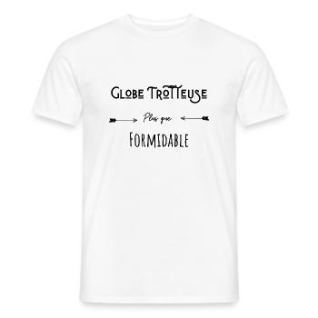 Globe trotteuse formidable humour citation - T-shirt homme - blanc - Devant - AI Model Male 178 dark (178cm)
