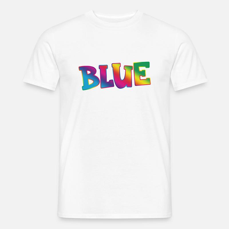 Blue - Männer T-Shirt - Weiß