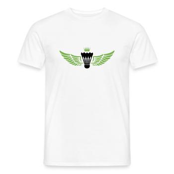 badminton wappen federball - Männer T-Shirt - Weiß - Vorne - AI Model Male 178 dark (178cm)