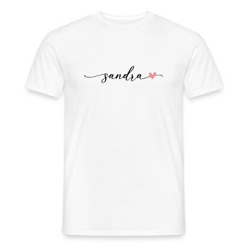 Police de calligraphie Sandra Name - T-shirt homme - blanc - Devant - AI Model Male 178 dark (178cm)
