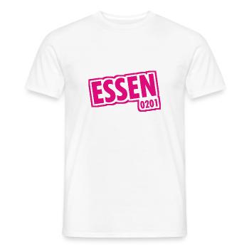 Essen - 0201 - Indicatif régional - Slogan - T-shirt homme - blanc - Devant - AI Model Male 178 dark (178cm)
