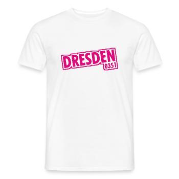 Dresde - 0351 - Indicatif régional - Saxe - T-shirt homme - blanc - Devant - AI Model Male 178 dark (178cm)