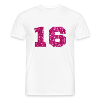 Nummer 16 Pink Glitter - 16. Jubiläum - Männer T-Shirt - Weiß - Vorne - AI Model Male 178 dark (178cm)
