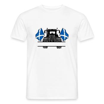 Tractor two flags Scotland and text space - Men's T-Shirt - white - Front - AI Model Male 178 dark (178cm)