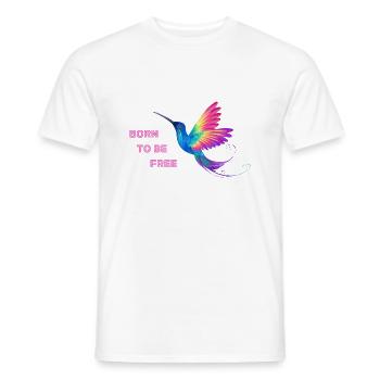 Born to be free, LGBTQ+, Rainbow, Freedom - Men's T-Shirt - white - Front - AI Model Male 178 dark (178cm)