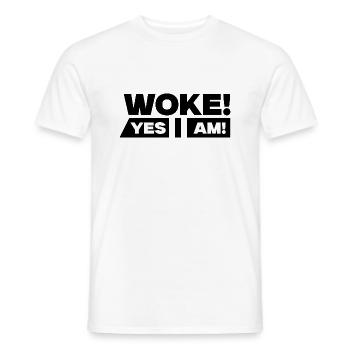 WOKE! Yes i am! - Männer T-Shirt - Weiß - Vorne - AI Model Male 178 dark (178cm)