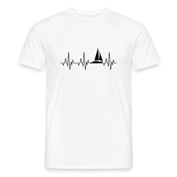 Heartbeat ECG sailing sailboat sailing ship - Men's T-Shirt - white - Front - AI Model Male 178 dark (178cm)