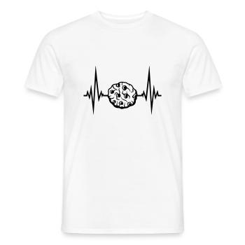 frequency heartbeat pulse cookie biscuit chocolate delicious - Men's T-Shirt - white - Front - AI Model Male 178 dark (178cm)