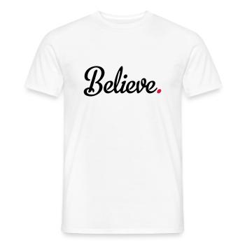 believe - Men's T-Shirt - white - Front - AI Model Male 178 dark (178cm)