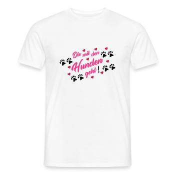 die_mit_den_hunden_geht_002 - Männer T-Shirt - Weiß - Vorne - AI Model Male 178 dark (178cm)