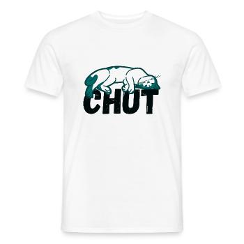 CHUT le chat dort - T-shirt homme - blanc - Devant - AI Model Male 178 dark (178cm)