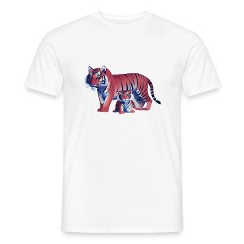 Two tigers, one heart (Dreamy Animals Collection) - Men's T-Shirt - white - Front - AI Model Male 178 dark (178cm)