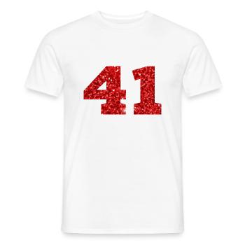 Numéro 41 paillettes rouge - 41e anniversaire - T-shirt homme - blanc - Devant - AI Model Male 178 dark (178cm)