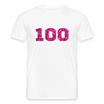 Number 100 Pink Glitter - 100th Anniversary - Men's T-Shirt - white - Front - AI Model Male 178 dark (178cm)