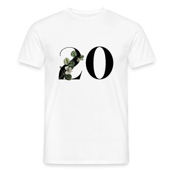Numéro 20 floral vert -20e anniversaire floral - T-shirt homme - blanc - Devant - AI Model Male 178 dark (178cm)