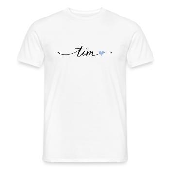 Tom Name Calligraphy Font - Men's T-Shirt - white - Front - AI Model Male 178 dark (178cm)