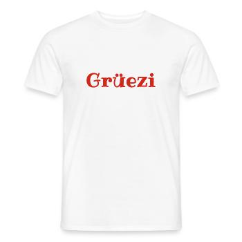 Grüezi - Schweiz - Switzerland - Swiss - Suisse - T-shirt homme - blanc - Devant - AI Model Male 178 dark (178cm)