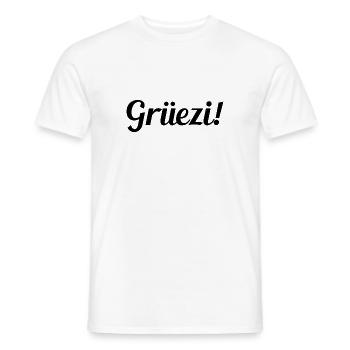 Grüezi - Schweiz - Switzerland - Swiss - Suisse - T-shirt homme - blanc - Devant - AI Model Male 178 dark (178cm)