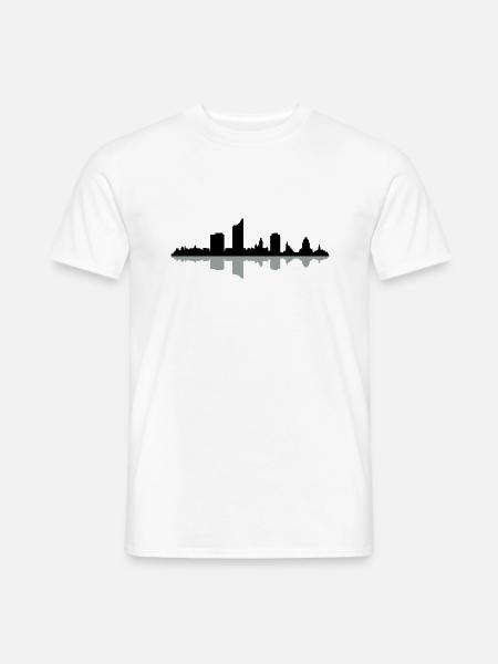 Skyline Leipzig - Männer T-Shirt - Weiß