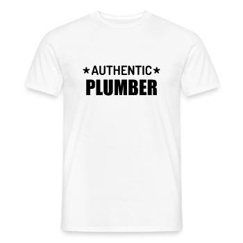 Plombier / Plomberie / Travail / Métier / Job - T-shirt homme - blanc - Devant - AI Model Male 178 dark (178cm)