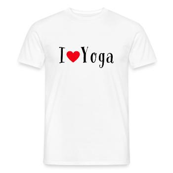 J’aime le yoga Cœur rouge J’aime le yoga - T-shirt homme - blanc - Devant - AI Model Male 178 dark (178cm)