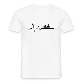 Tractor heartbeat farmer ECG - Men's T-Shirt - white - Front - AI Model Male 178 dark (178cm)