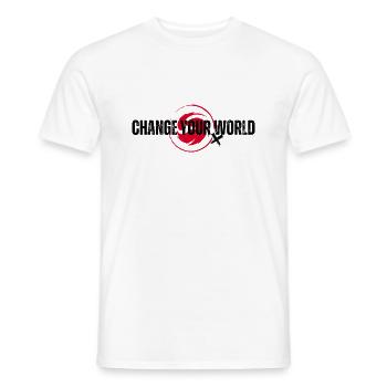 Change your World black - Men's T-Shirt - white - Front - AI Model Male 178 dark (178cm)