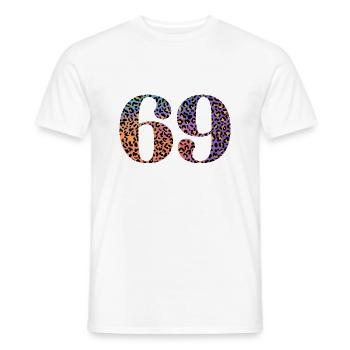 69th Birthday Leopard - Men's T-Shirt - white - Front - AI Model Male 178 dark (178cm)