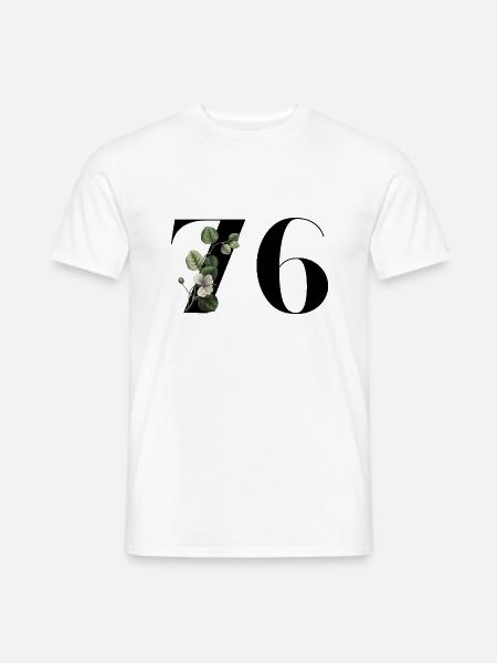 Numéro 76 floral vert - 76e anniversaire floral - Mænd T-shirt - hvid