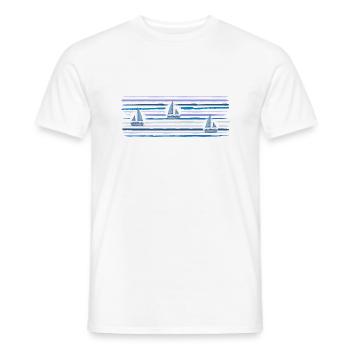 Bateaux Sur la Mer Traits Bleus - T-shirt homme - blanc - Devant - AI Model Male 178 dark (178cm)
