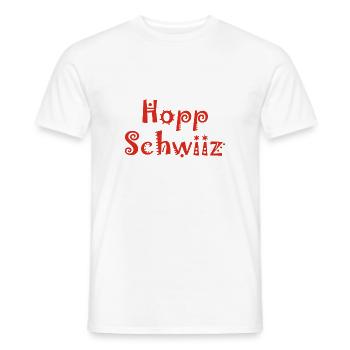 Hopp Schwiiz - Switzerland - Schweiz - Suisse - T-shirt homme - blanc - Devant - AI Model Male 178 dark (178cm)