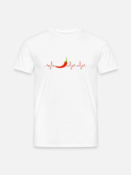 Chili Herzschlag Geschenk - Männer T-Shirt - Weiß