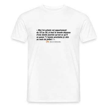 Je skie au mois de juillet ! (b) - T-shirt homme - blanc - Devant - AI Model Male 178 dark (178cm)