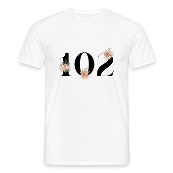 102e anniversaire fleuris (Cadeau de 102 ans) - T-shirt homme - blanc - Devant - AI Model Male 178 dark (178cm)
