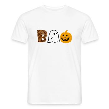 Halloween Boo Leopard Ghost Pumpkin - Men's T-Shirt - white - Front - AI Model Male 178 dark (178cm)