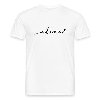 Alina Cursive Name - Men's T-Shirt - white - Front - AI Model Male 178 dark (178cm)