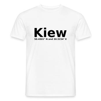 Kiew - mit Geo Koordinaten Waagrecht - Männer T-Shirt - Weiß - Vorne - AI Model Male 178 dark (178cm)