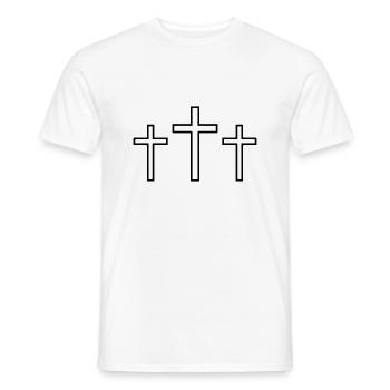Drei Kreuze - Männer T-Shirt - Weiß - Vorne - AI Model Male 178 dark (178cm)