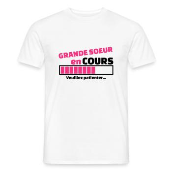grande soeur en cours - T-shirt homme - blanc - Devant - AI Model Male 178 dark (178cm)