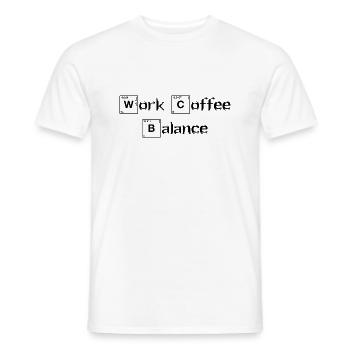 Work Coffee Balance Saying Work Coffee English - Men's T-Shirt - white - Front - AI Model Male 178 dark (178cm)